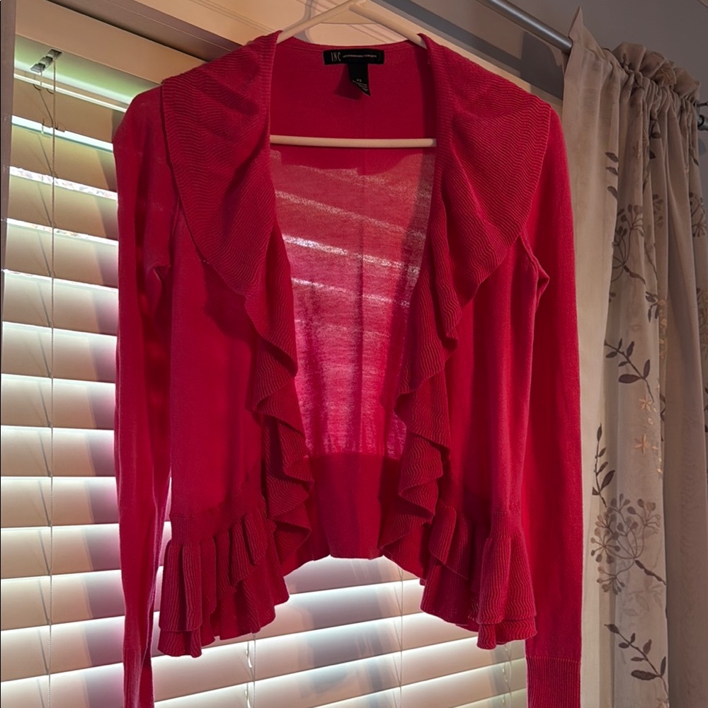 INC bright pink Ruffled Cardigan Sweater - size XS